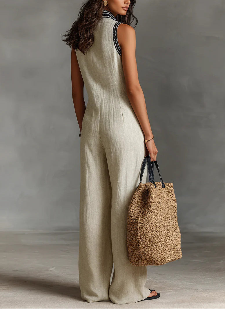Maravelle | Elegant Sleeveless Linen Jumpsuit