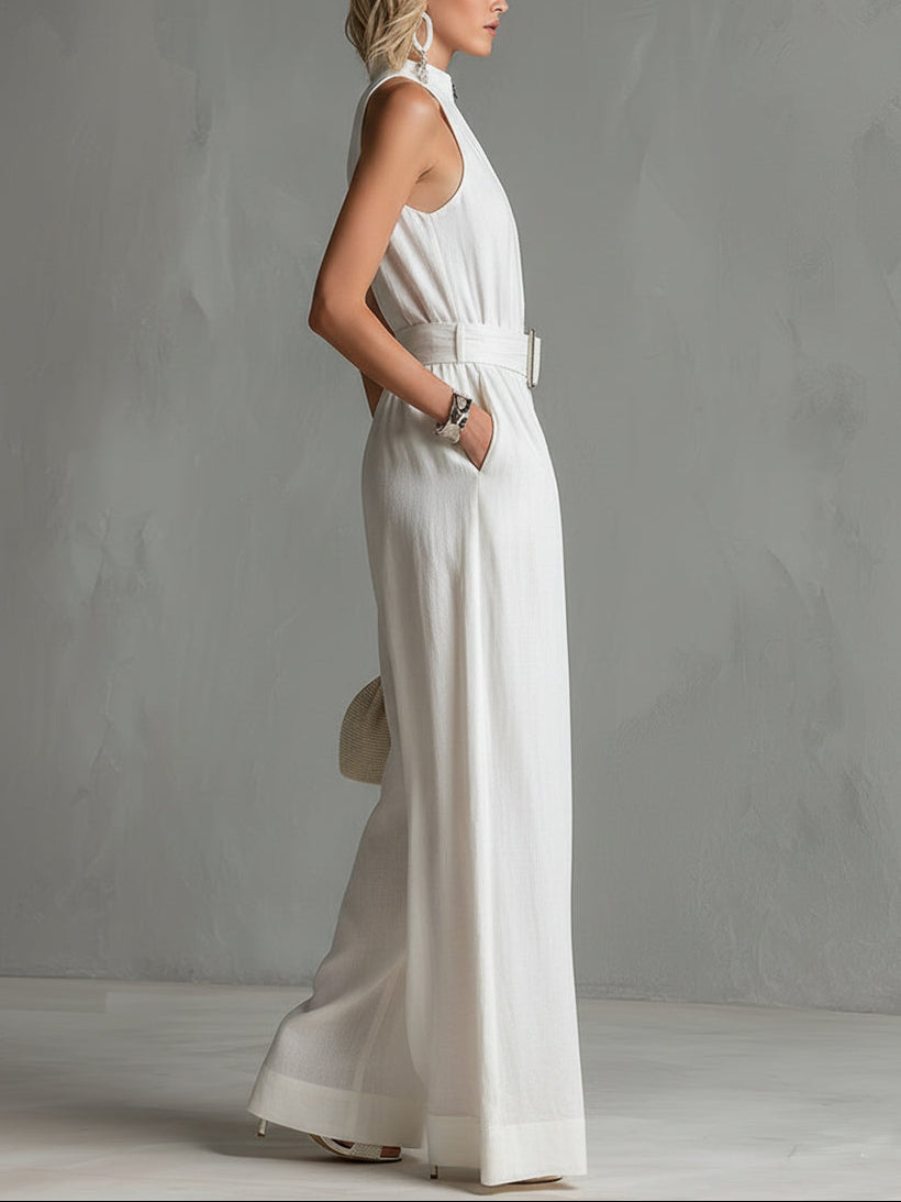 Keris | Elegant Belted Wide-Leg Jumpsuit