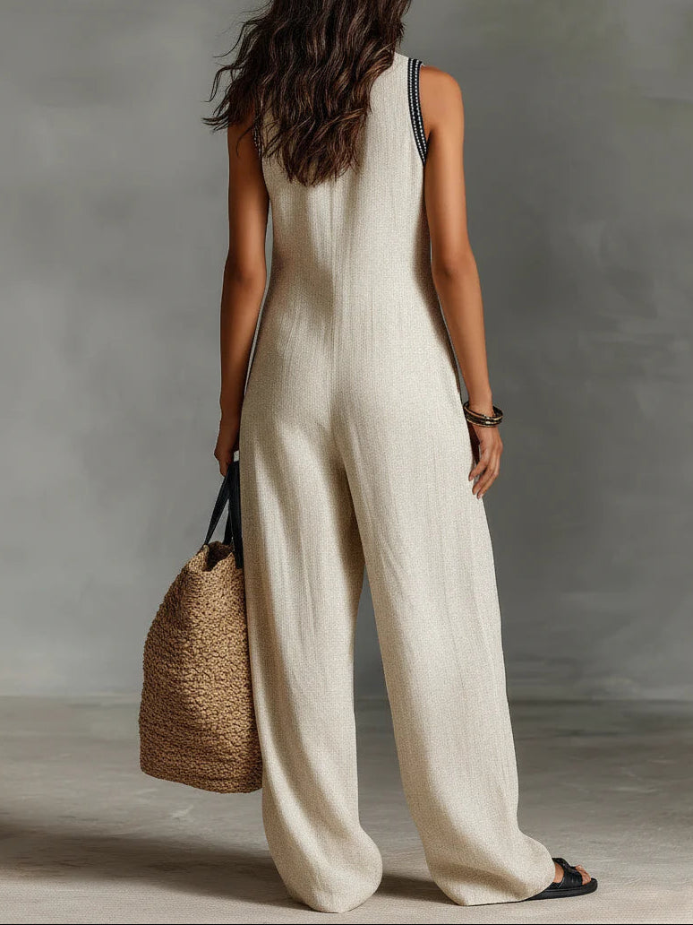 Maravelle | Elegant Sleeveless Linen Jumpsuit
