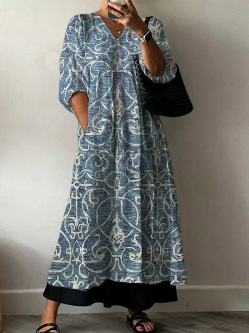 Lumi | Elegant Blue Pattern Dress