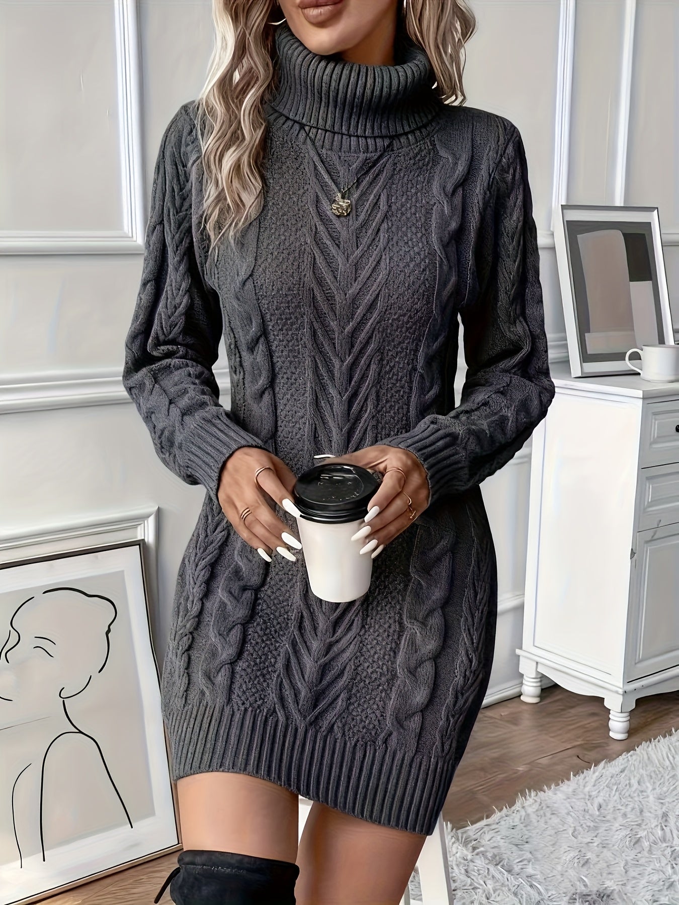 Bonnie | Cable Knit Sweater Dress