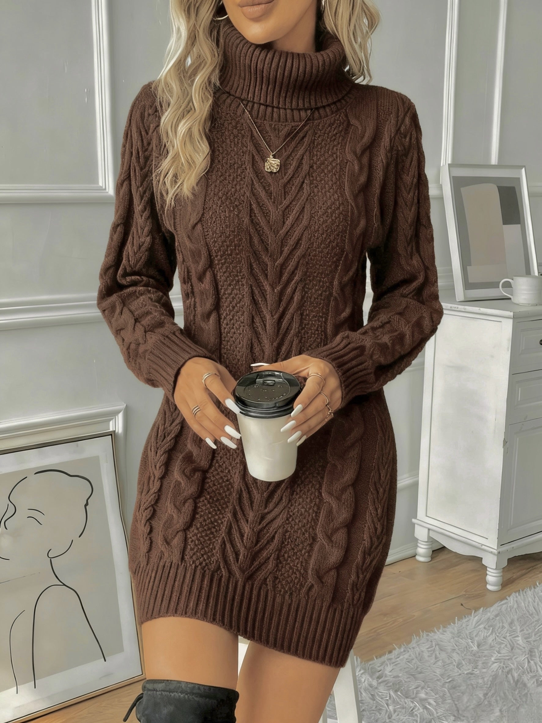 Bonnie | Cable Knit Sweater Dress