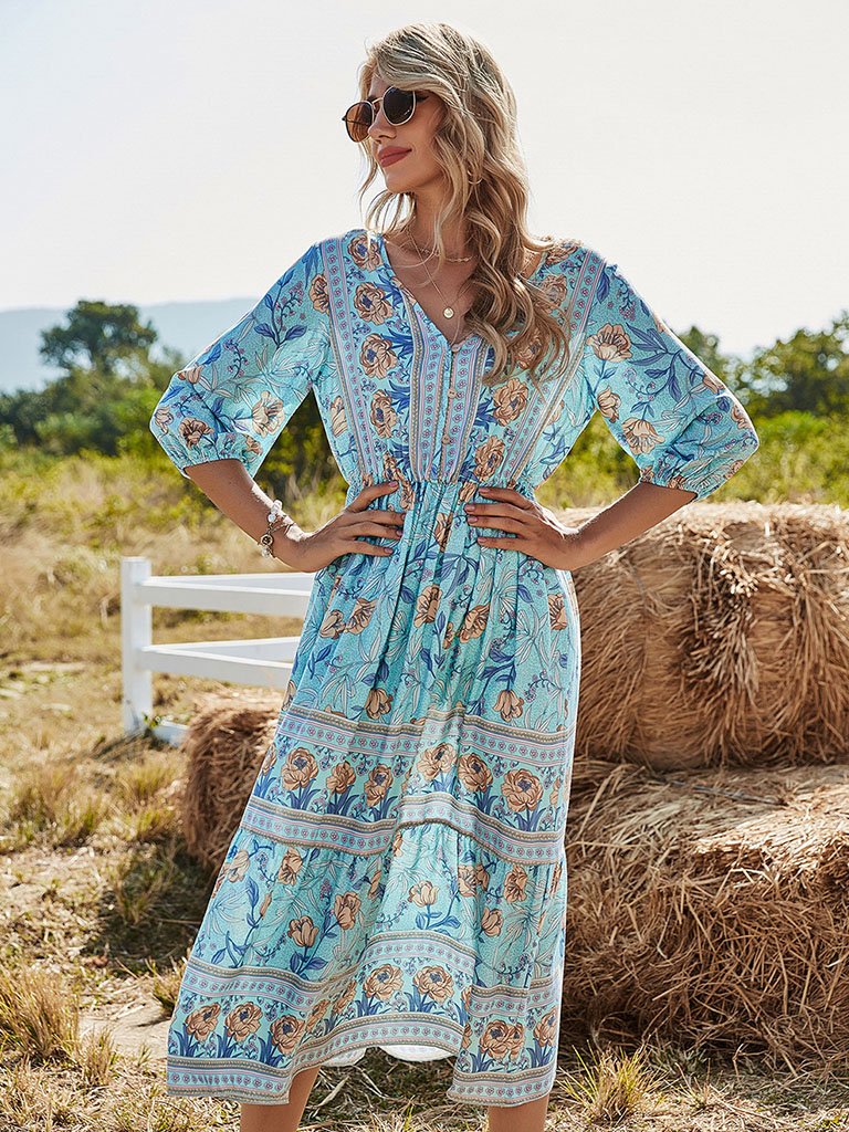 Blossom | Floral Boho Midi Dress