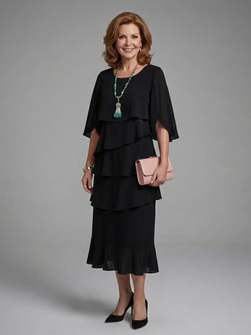 Waverly | Midi Dress with Layered Sleeves