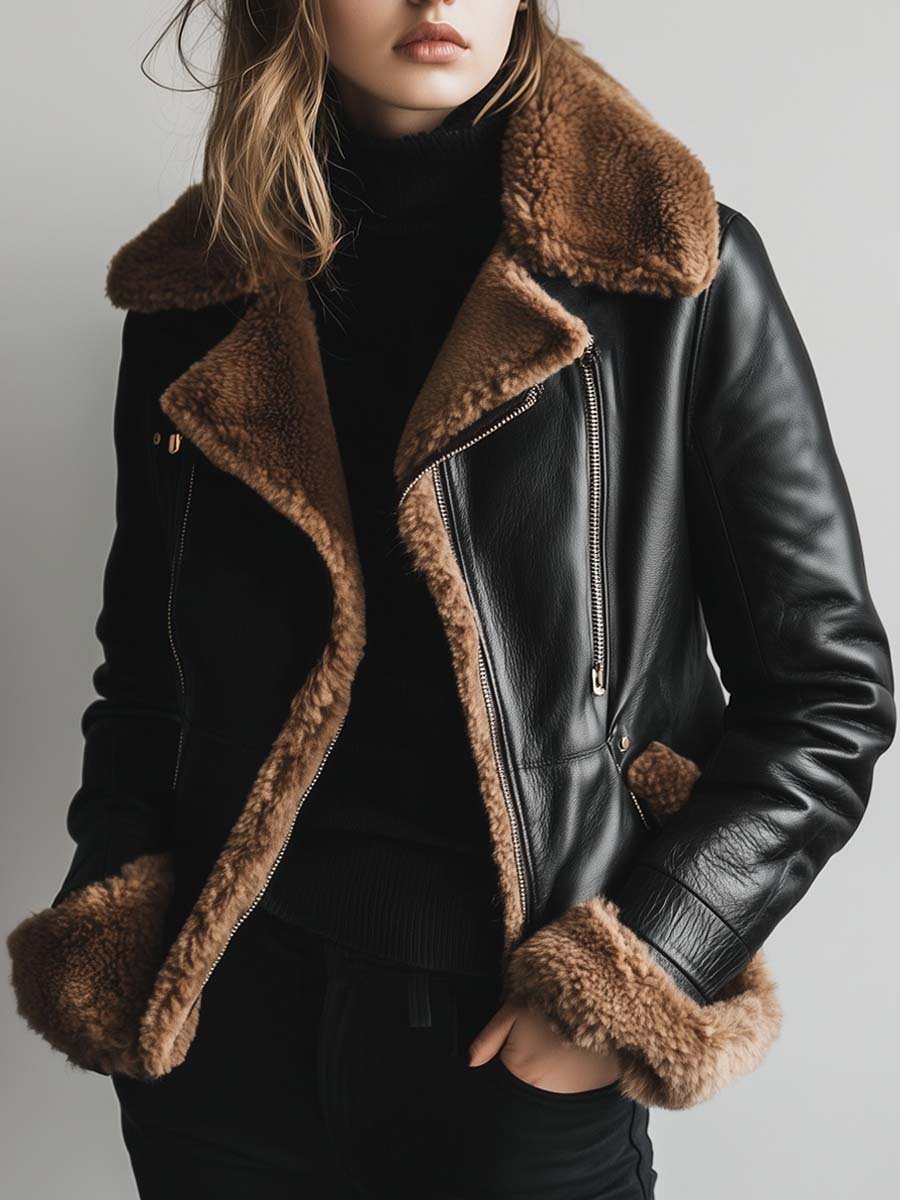 Maple | Cozy Fur Collar Leather Coat