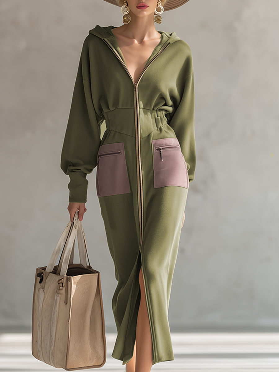 Jade | Hooded Zip-Up Maxi Dress