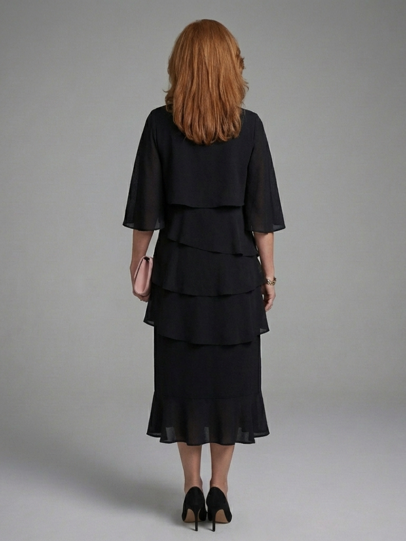 Waverly | Midi Dress with Layered Sleeves