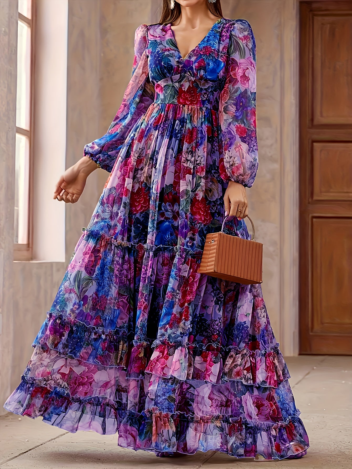 Mikaela | Elegant Oil Painting Maxi Dress