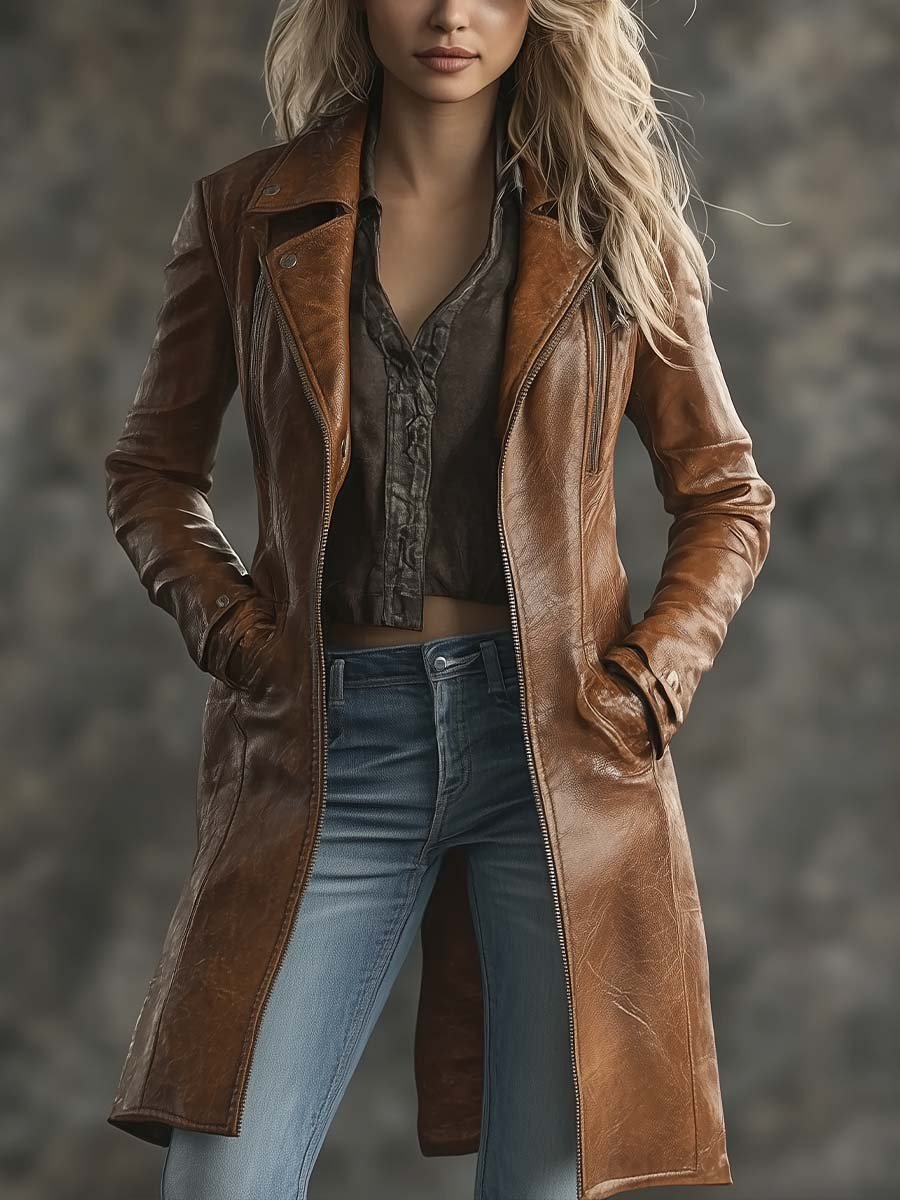 Rowan | Longline Faux Leather Coat