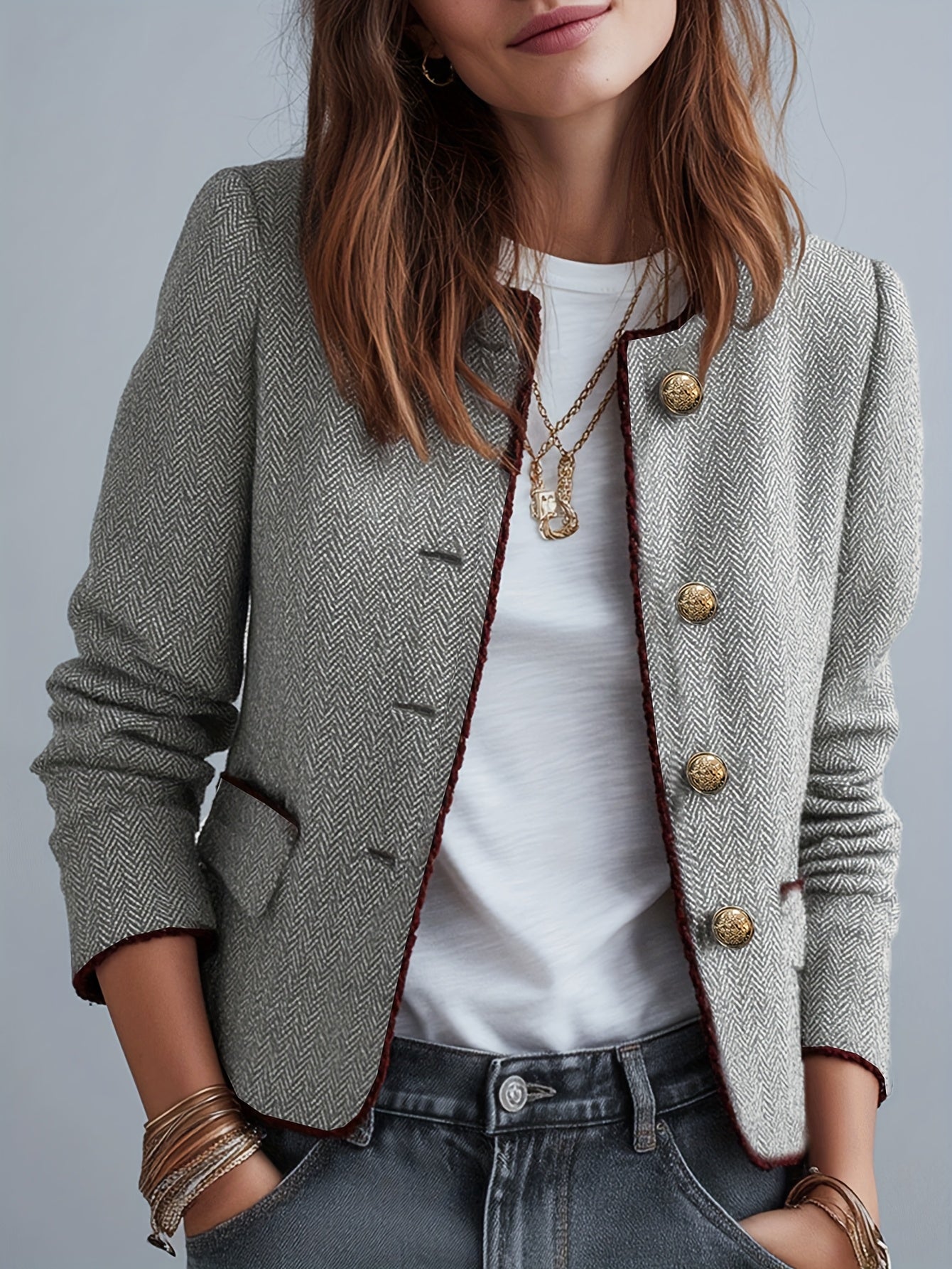 Beatrix | Heritage Style Gold Button Blazer