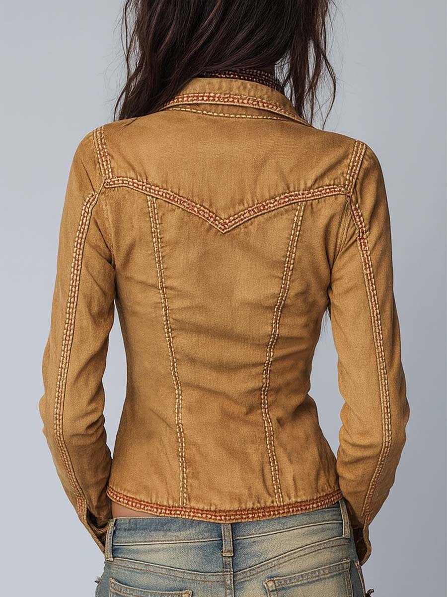 Jessamine | Washed Camel Denim Jacket