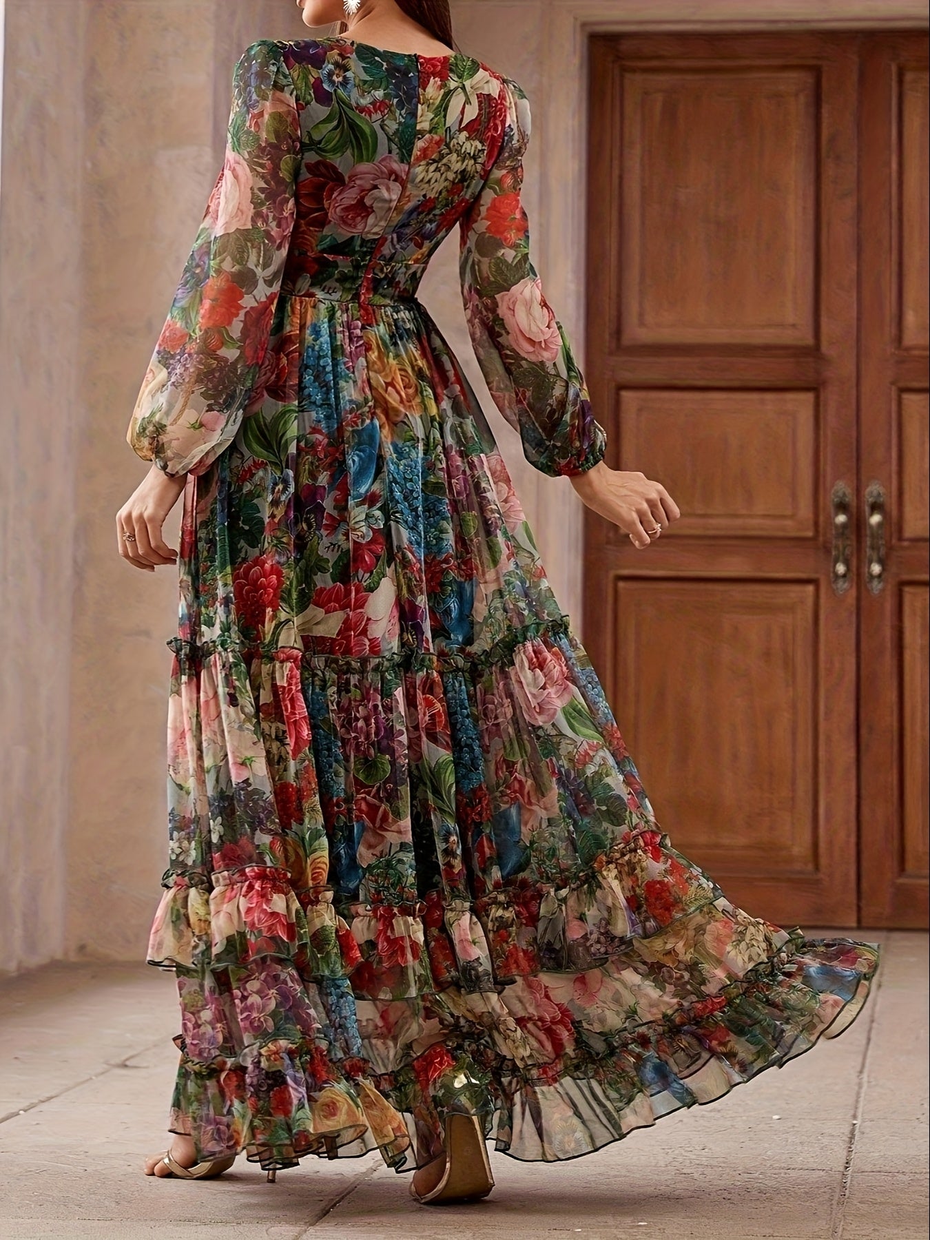 Mikaela | Elegant Oil Painting Maxi Dress