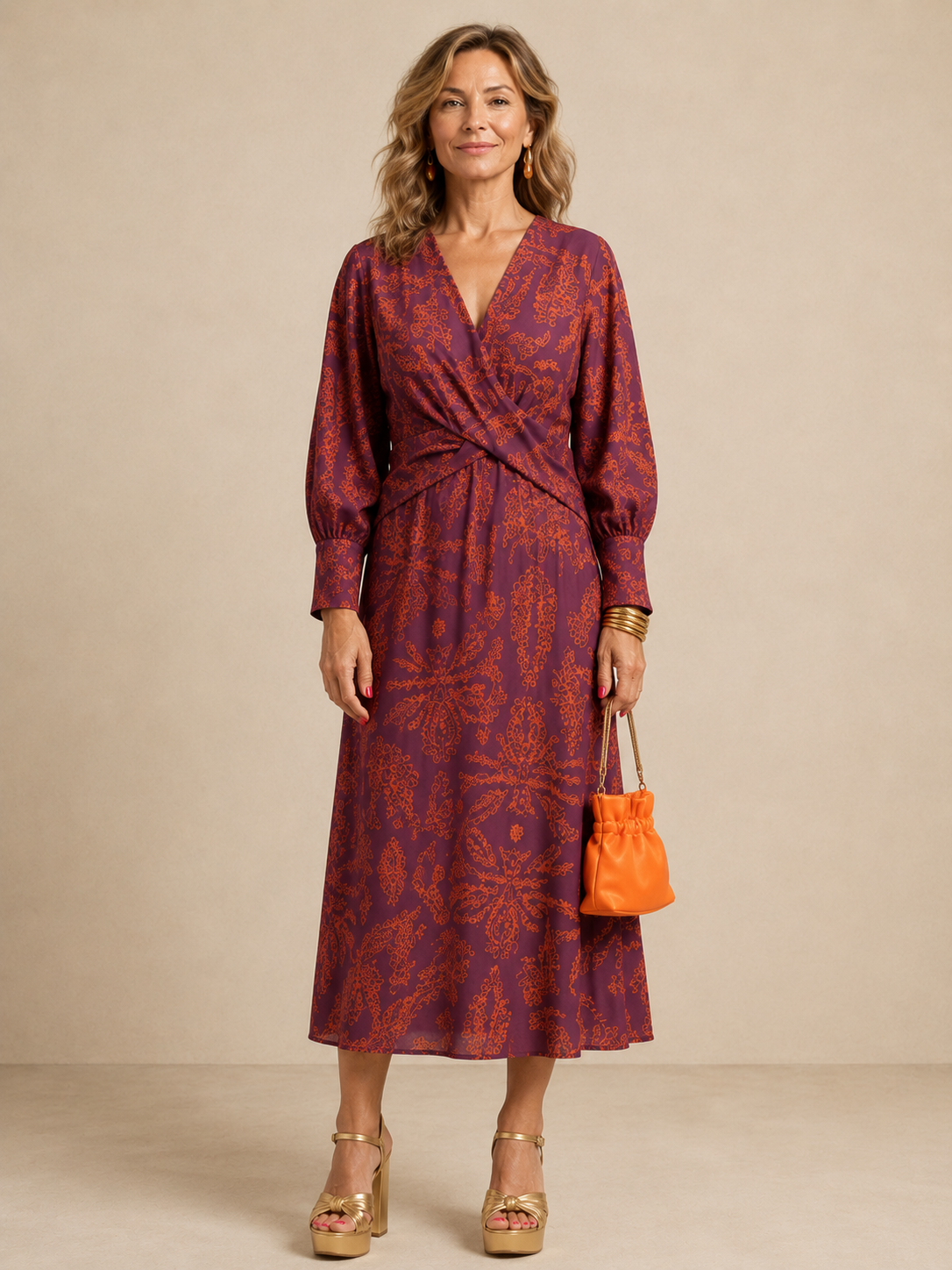 Amity | Elegant Printed Midi Dress