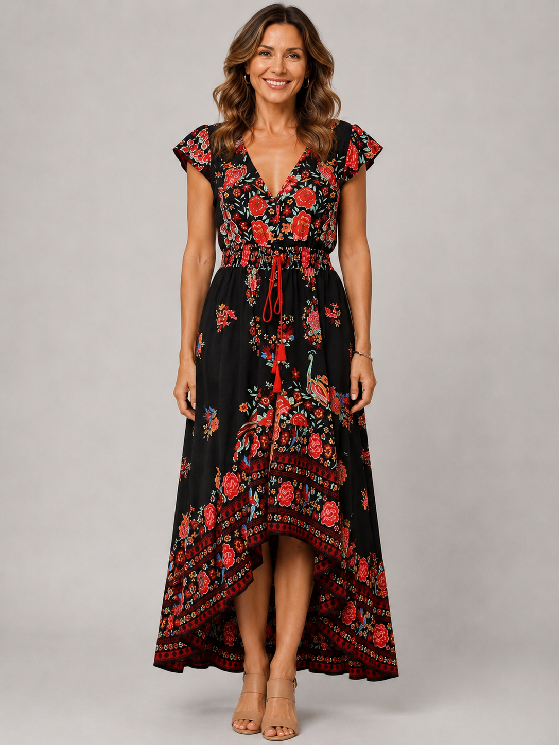 Adalee | Romantic Floral High-Low Dress