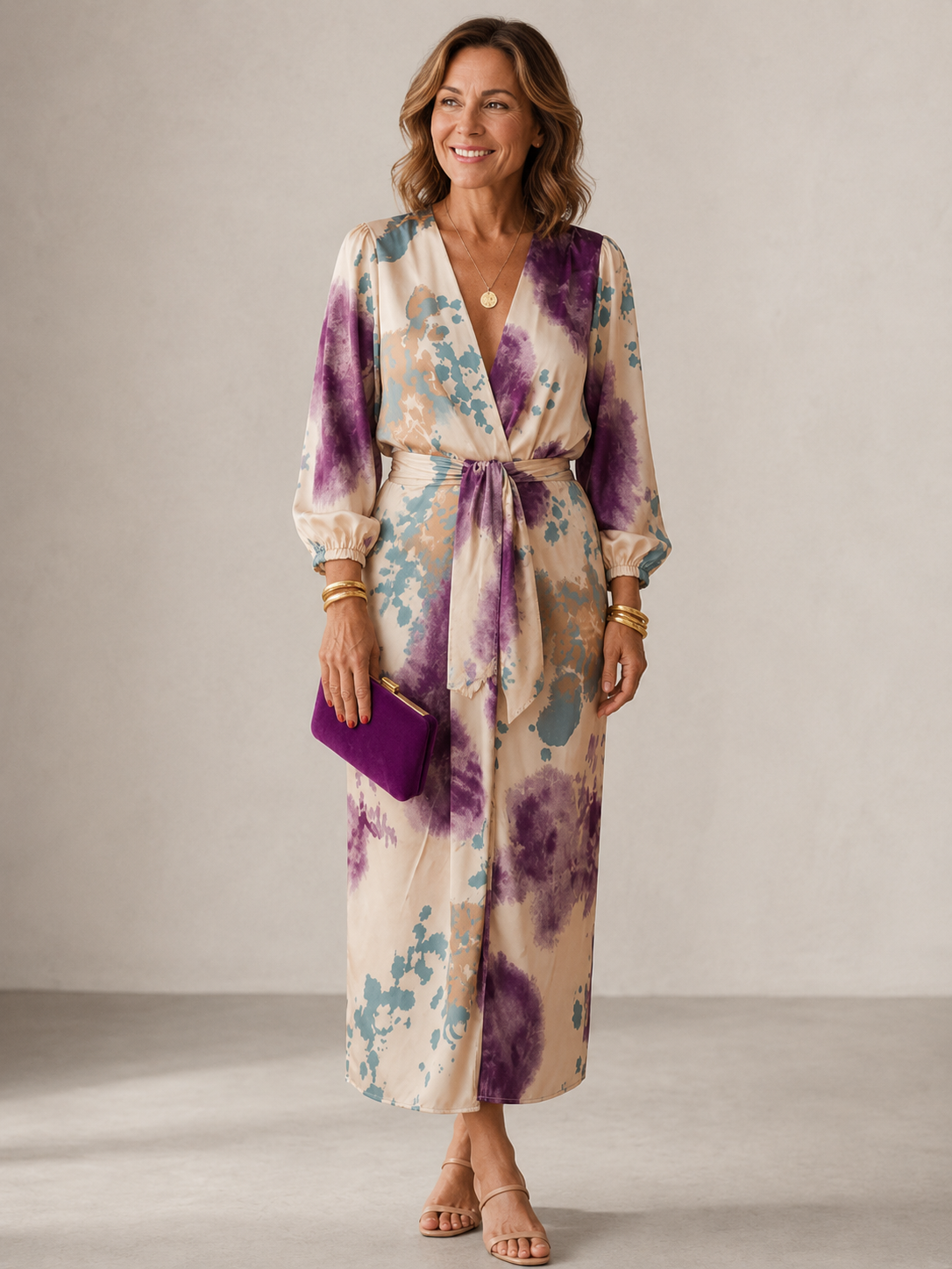 Addison | Elegant Watercolour Midi Dress
