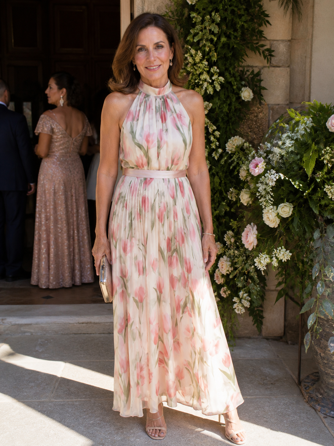 Pepper | Halter Neck Floral Midi Dress