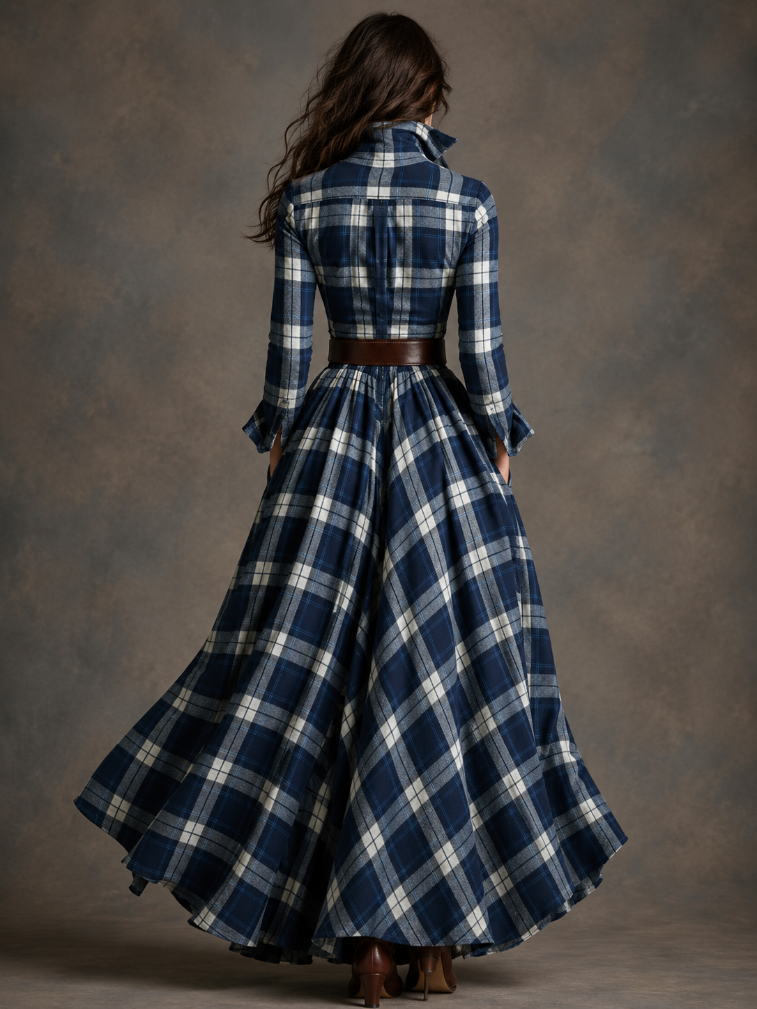 WXylia | Long Sleeve Checkered Dress