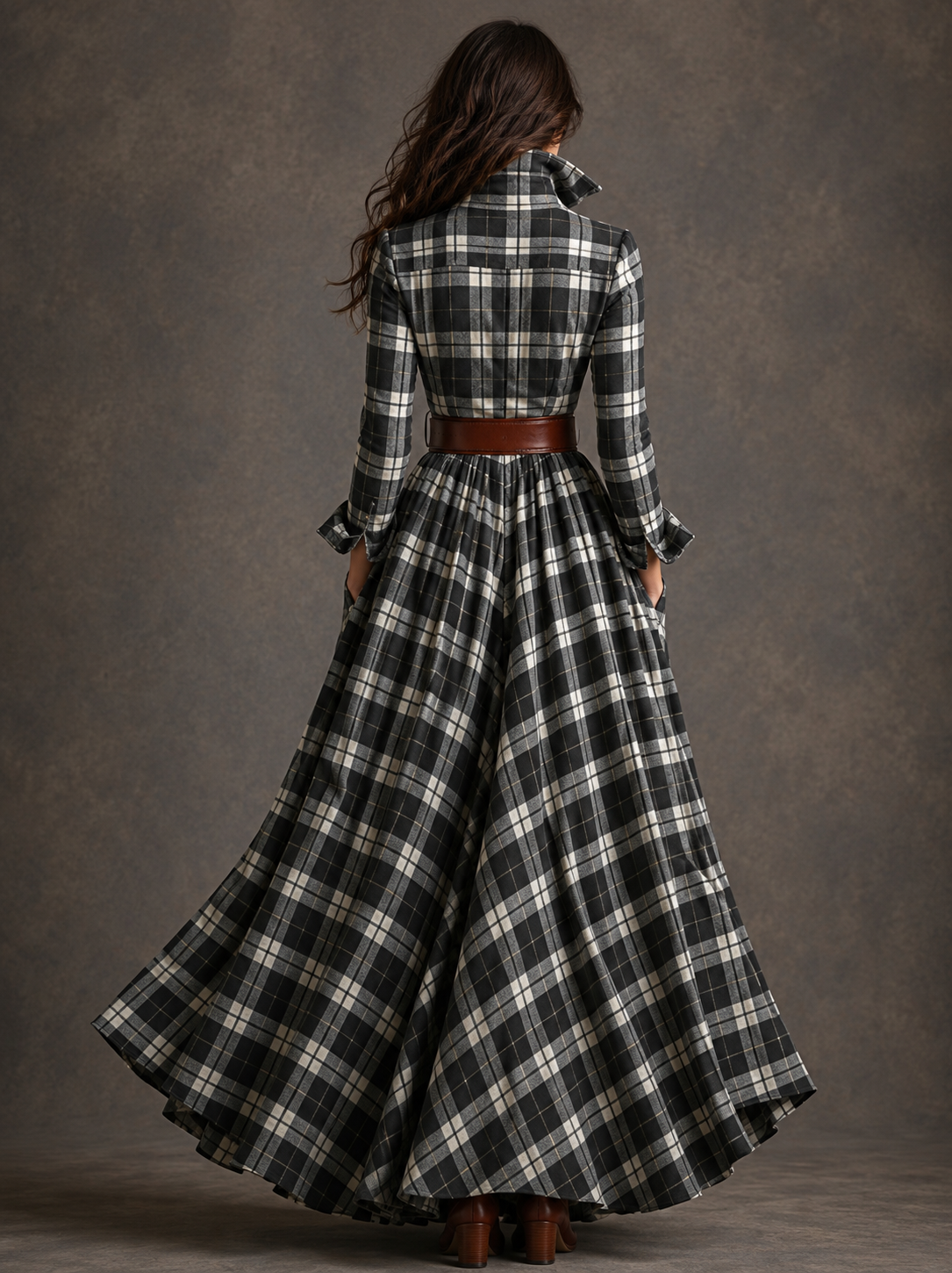 Allegra | Long Sleeve Checkered Dress