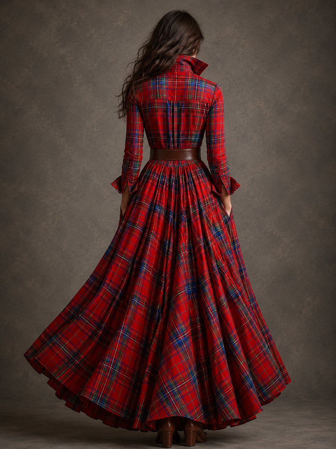 Anastelle | Long Sleeve Checkered Dress