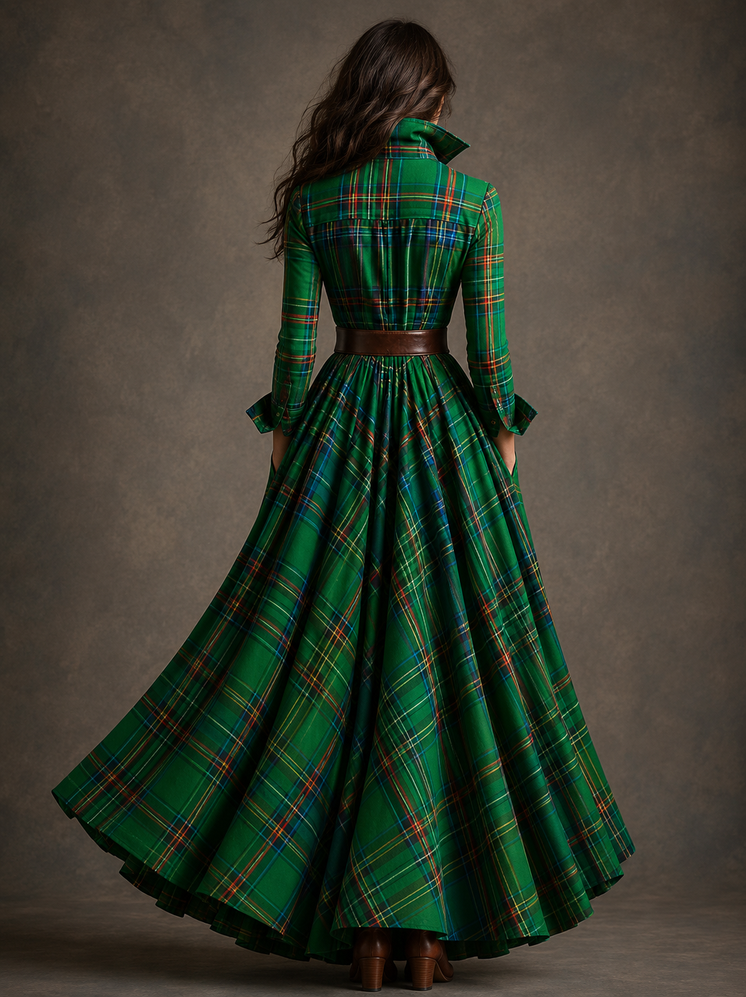 Avaline | Long Sleeve Checkered Dress