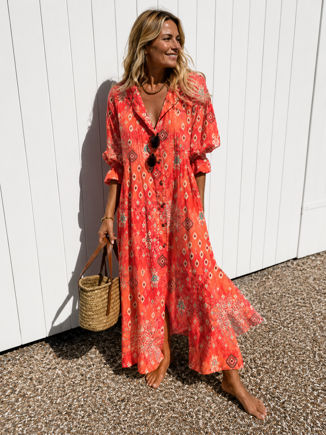 Jorja | Colourful Retro Long Sleeve Dress