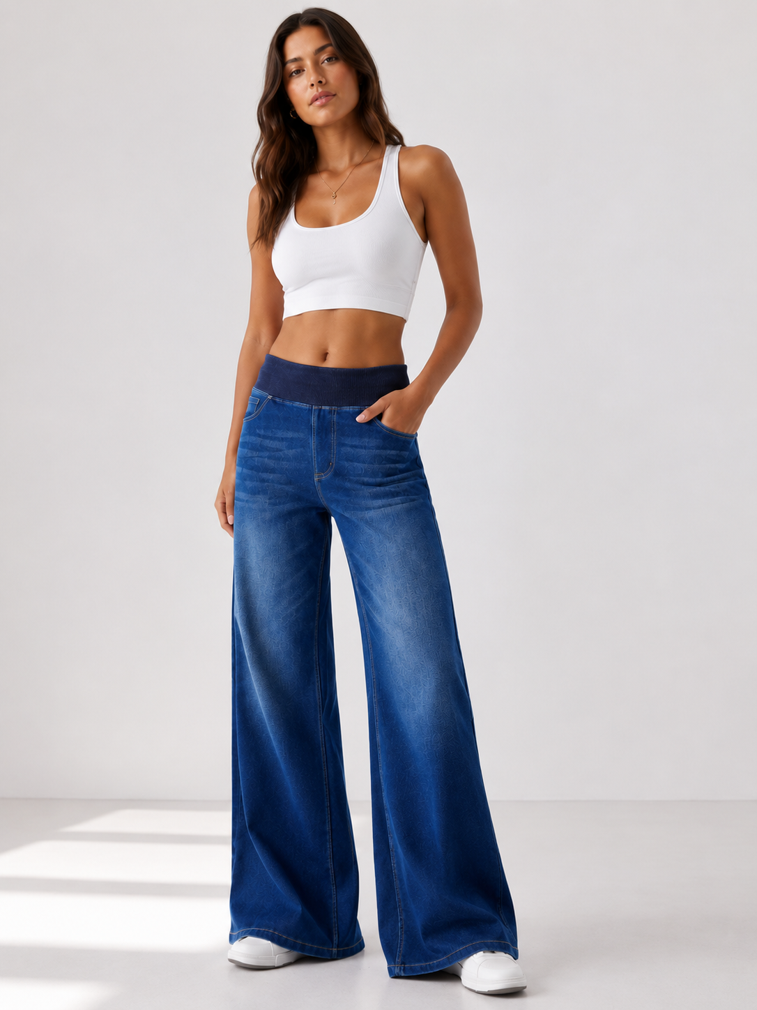 Priscilla| Elastic Waist Wide Leg Jeans