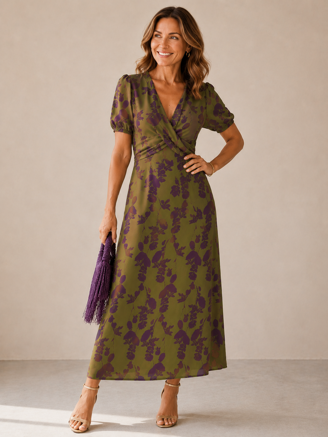 Aaliyah | Elegant Floral Midi Dress