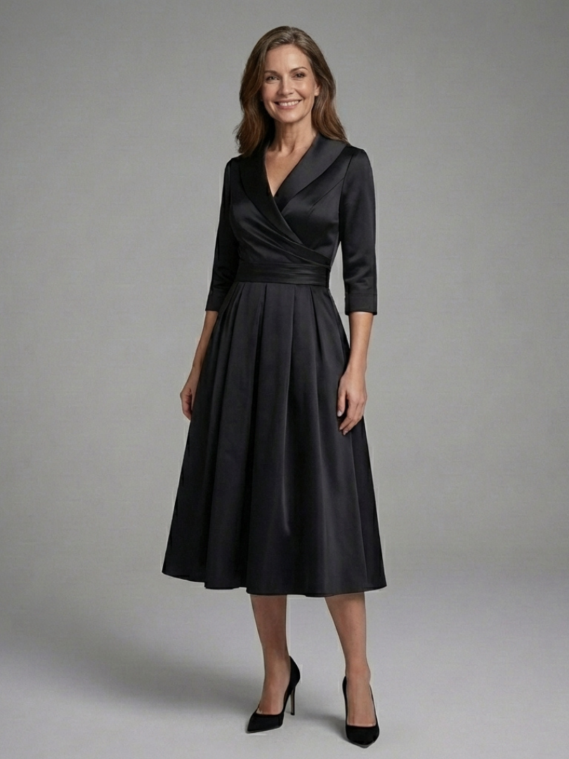 Soleina | Three-Quarter Sleeves Midi Dress