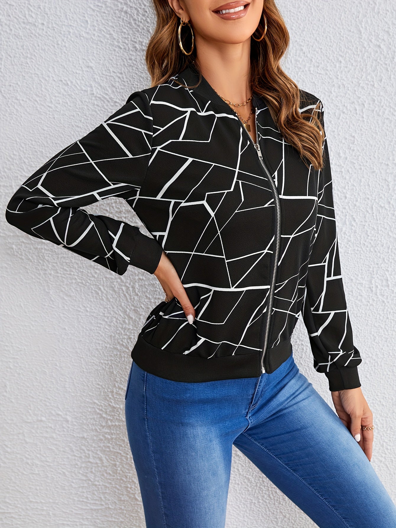 MILA™ | Artistic Pattern Zip-Up Jacket