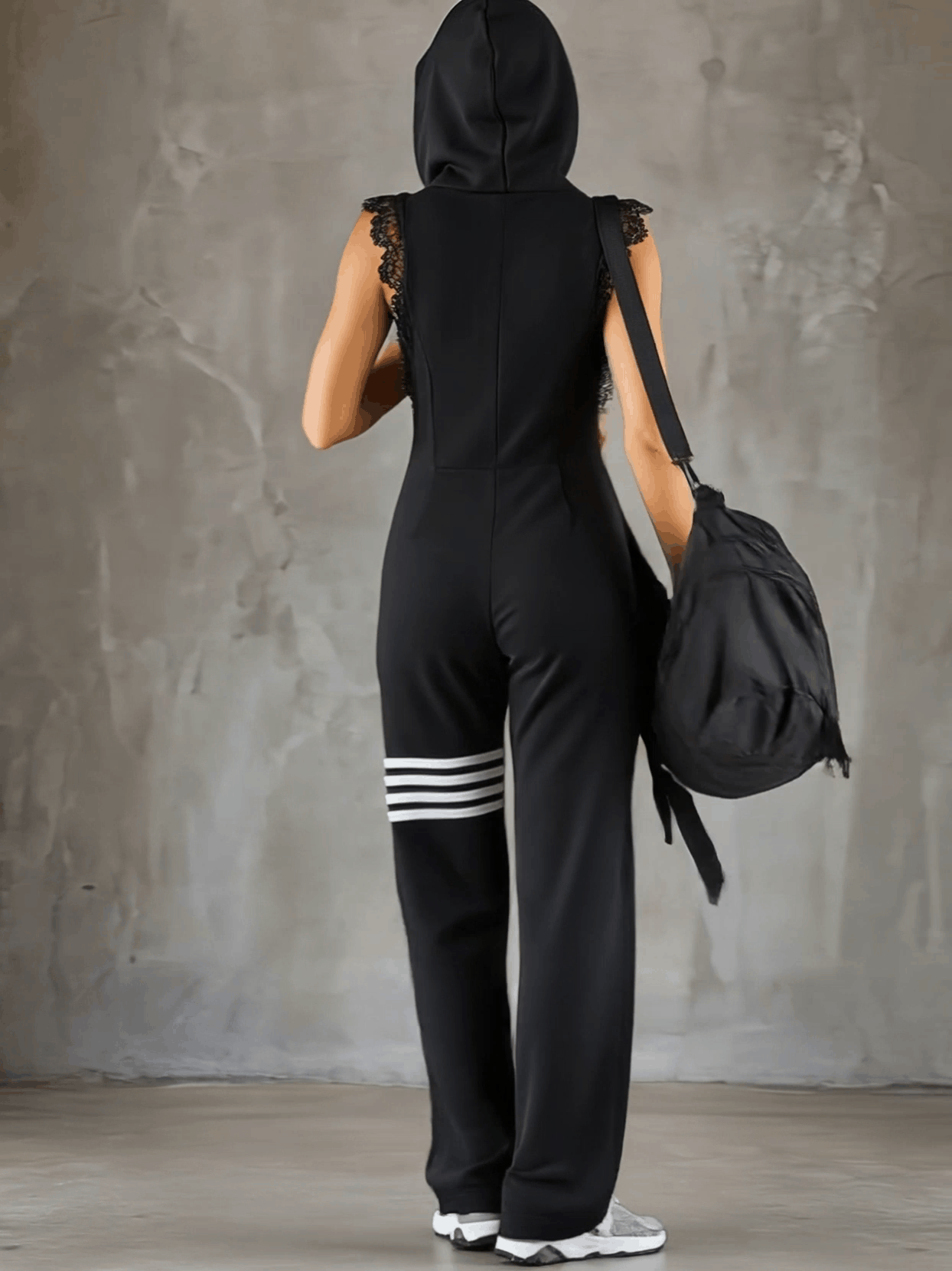 Roxy | Lace Stripe Hooded Jumpsuit