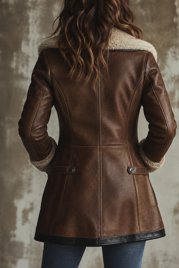 Delmira | Vintage Contrast Lambskin Leather Coat
