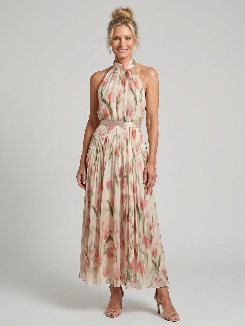 Pepper | Halter Neck Floral Midi Dress