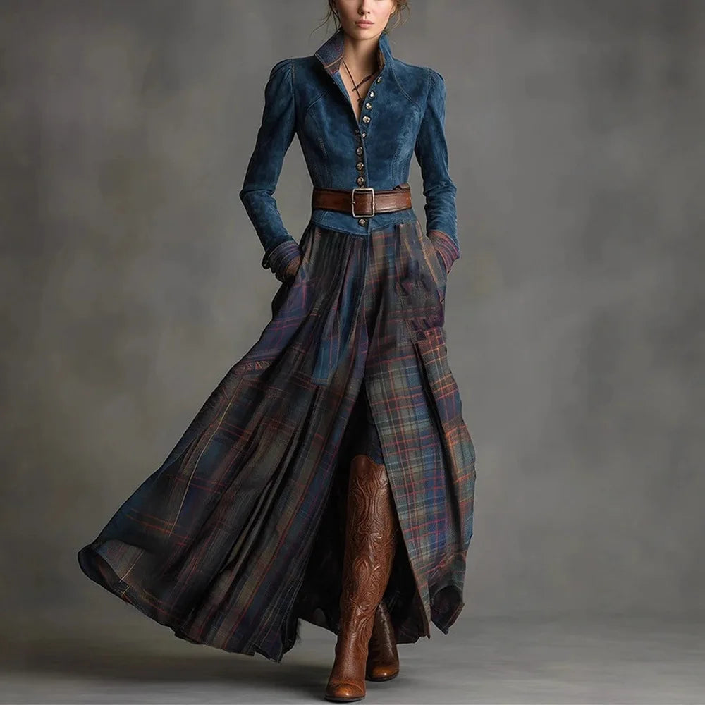 Selestine | Long-sleeved Striped Long Dress