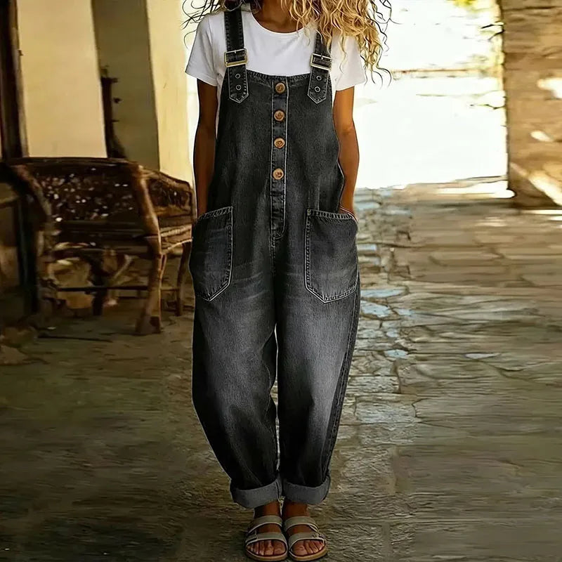 Saylor™ - Vintage Soft Cotton Denim-Look Overalls with Adjustable straps