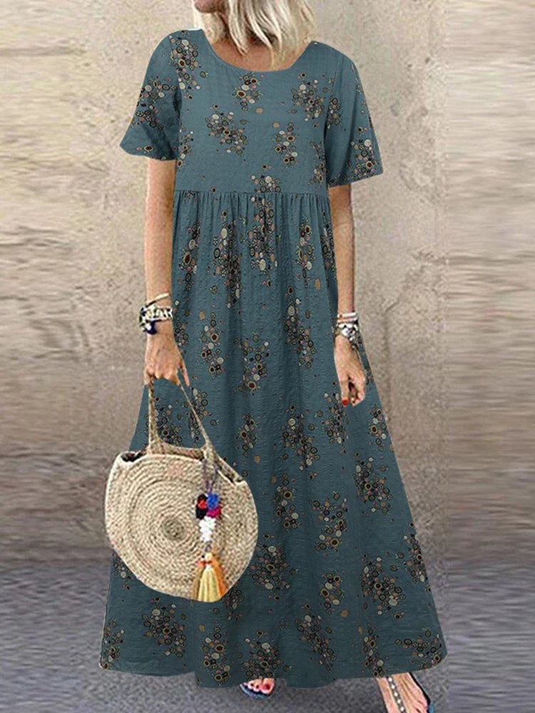 Asha - Vibrant Floral Print Flowing Maxi Dress