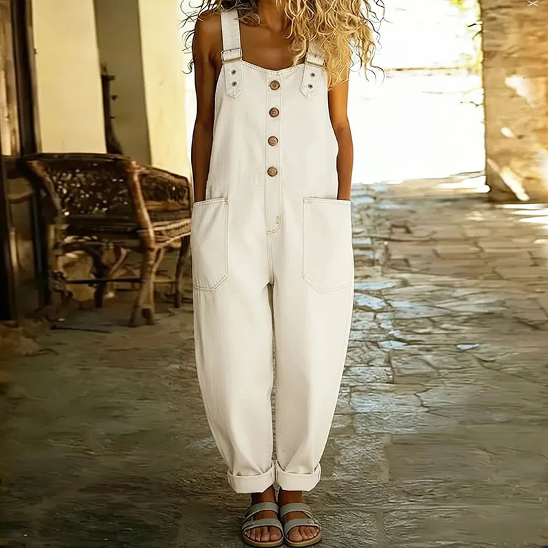 Saylor™ - Vintage Soft Cotton Denim-Look Overalls with Adjustable straps