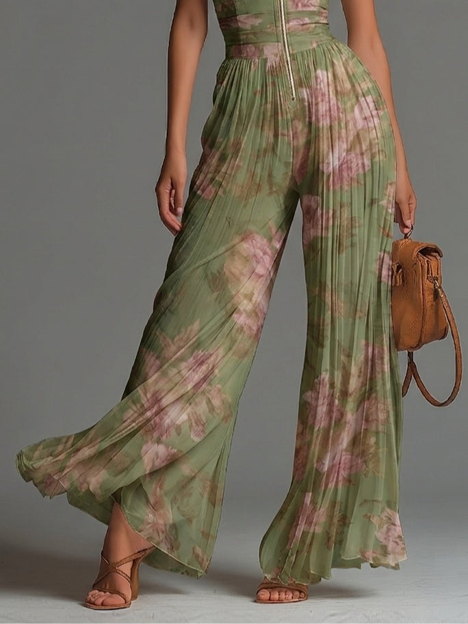 Kalindra | Timeless Green Floral Jumpsuit