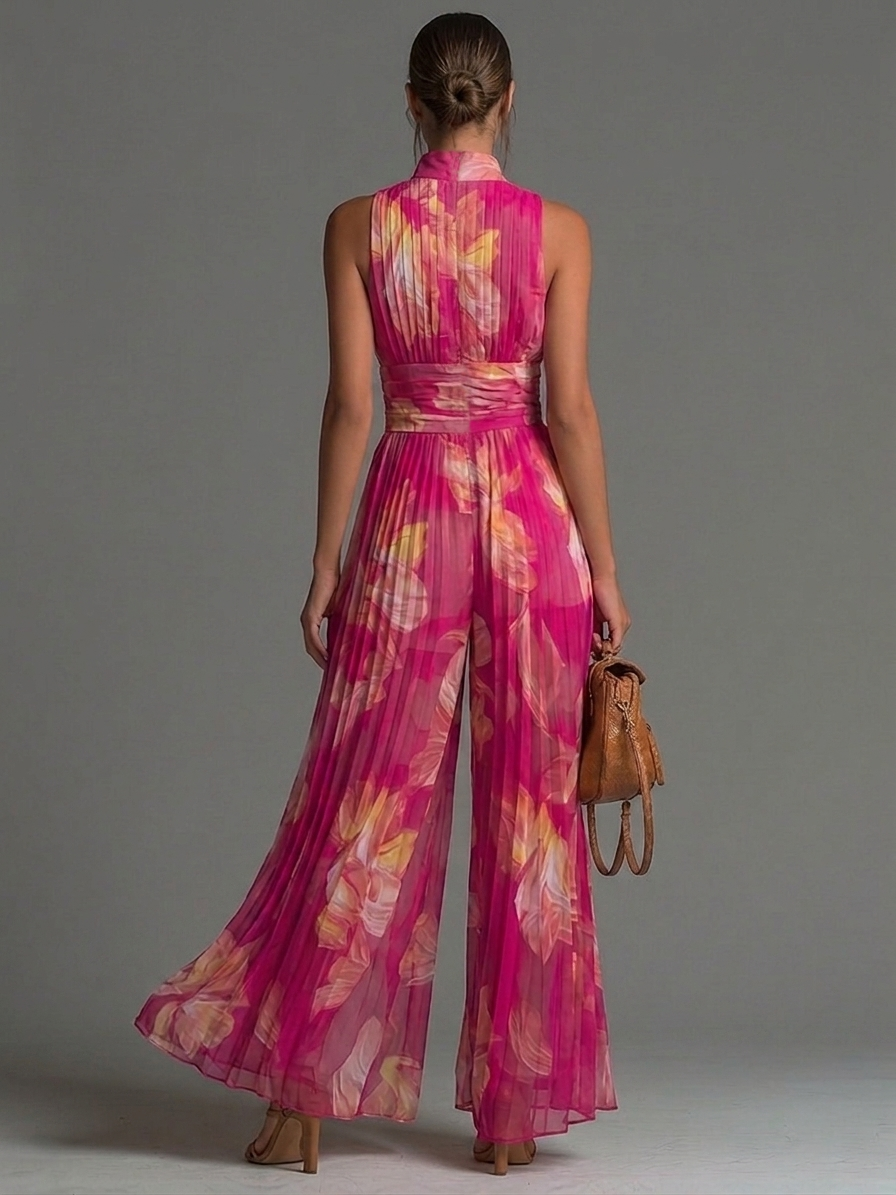 Jovienne | Chic Pleated Wide-Leg Jumpsuit