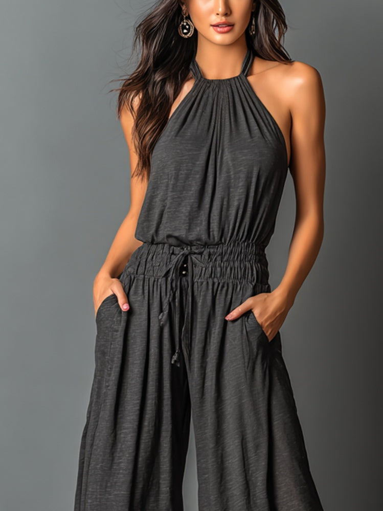 Noelani | Elegant Halter Wide-Leg Jumpsuit