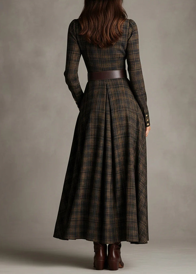Brinleigh | Brown-black checked long dress