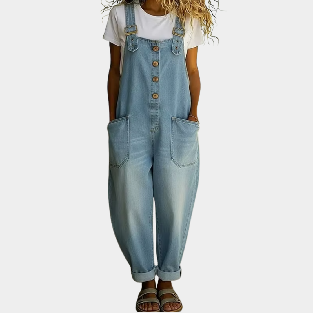Saylor™ - Vintage Soft Cotton Denim-Look Overalls with Adjustable straps
