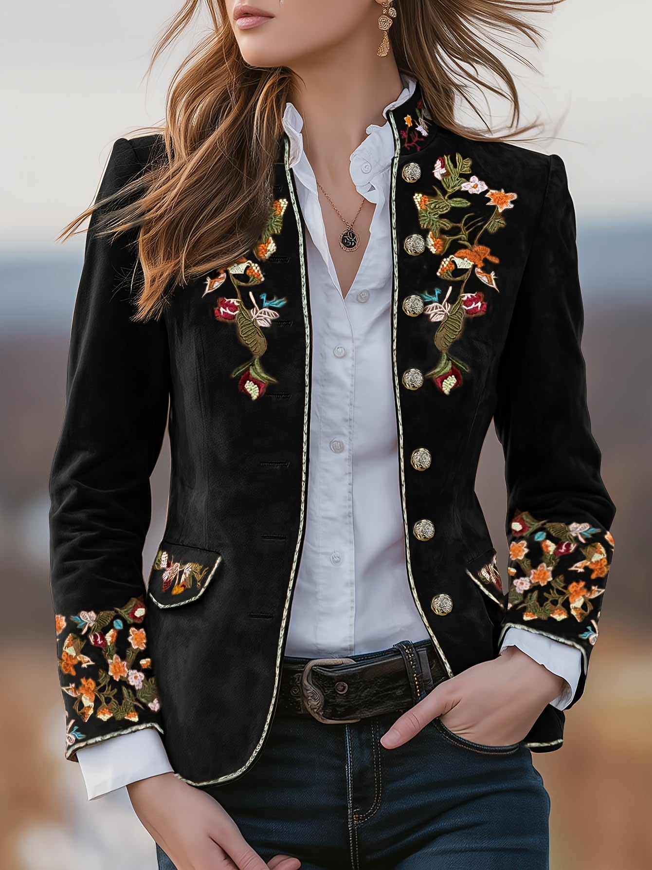 Wisteria | Elegant Embroidered Blazer