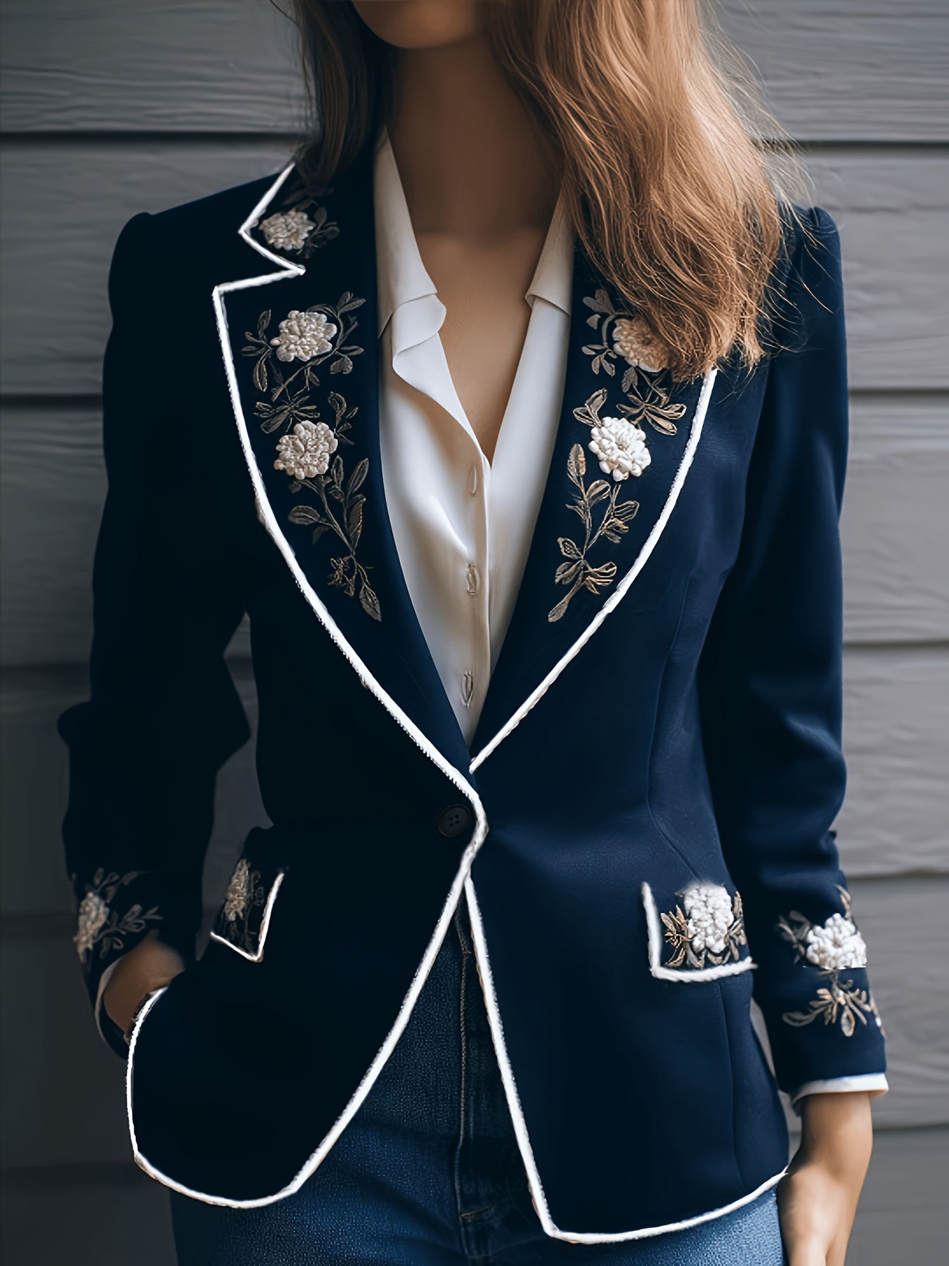Aspen | Royal Navy Embroidered Blazer