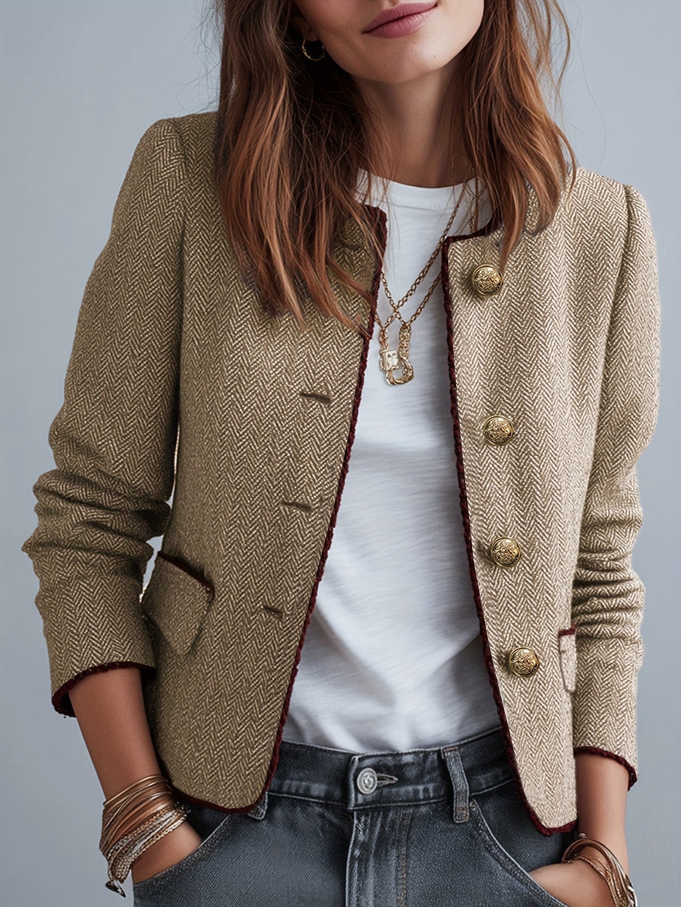 Beatrix | Heritage Style Gold Button Blazer