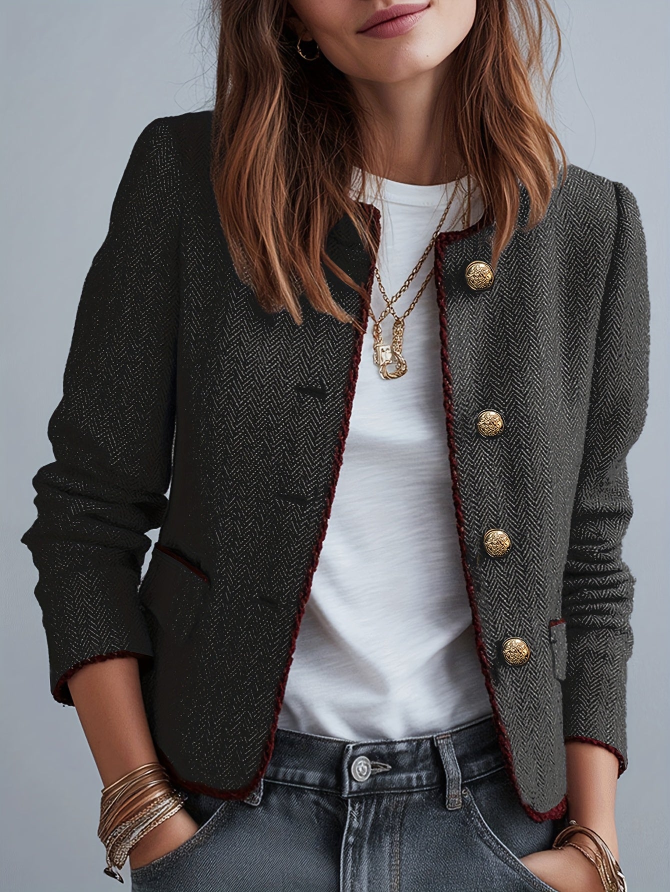 Beatrix | Heritage Style Gold Button Blazer