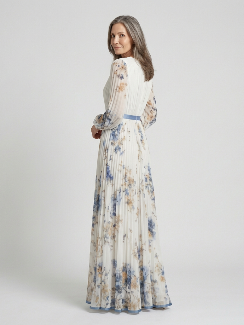 Mattea-Rose | Long Sleeve V Neck Floral Maxi Dress