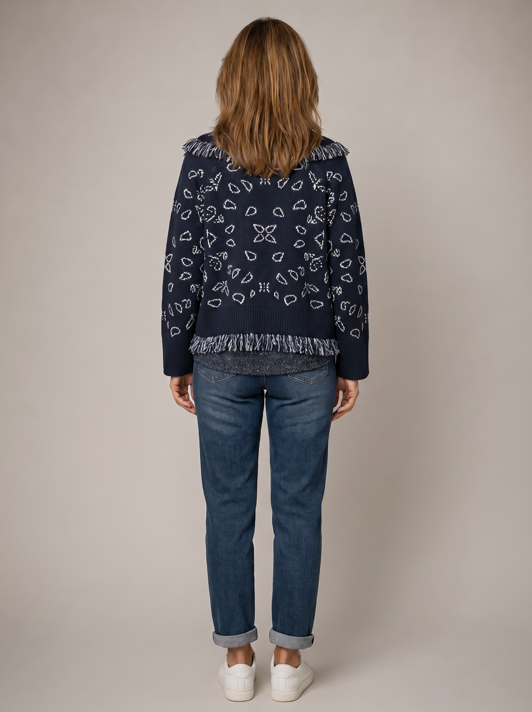 Evie | Paisley Print V-Neck Knit Cardigan