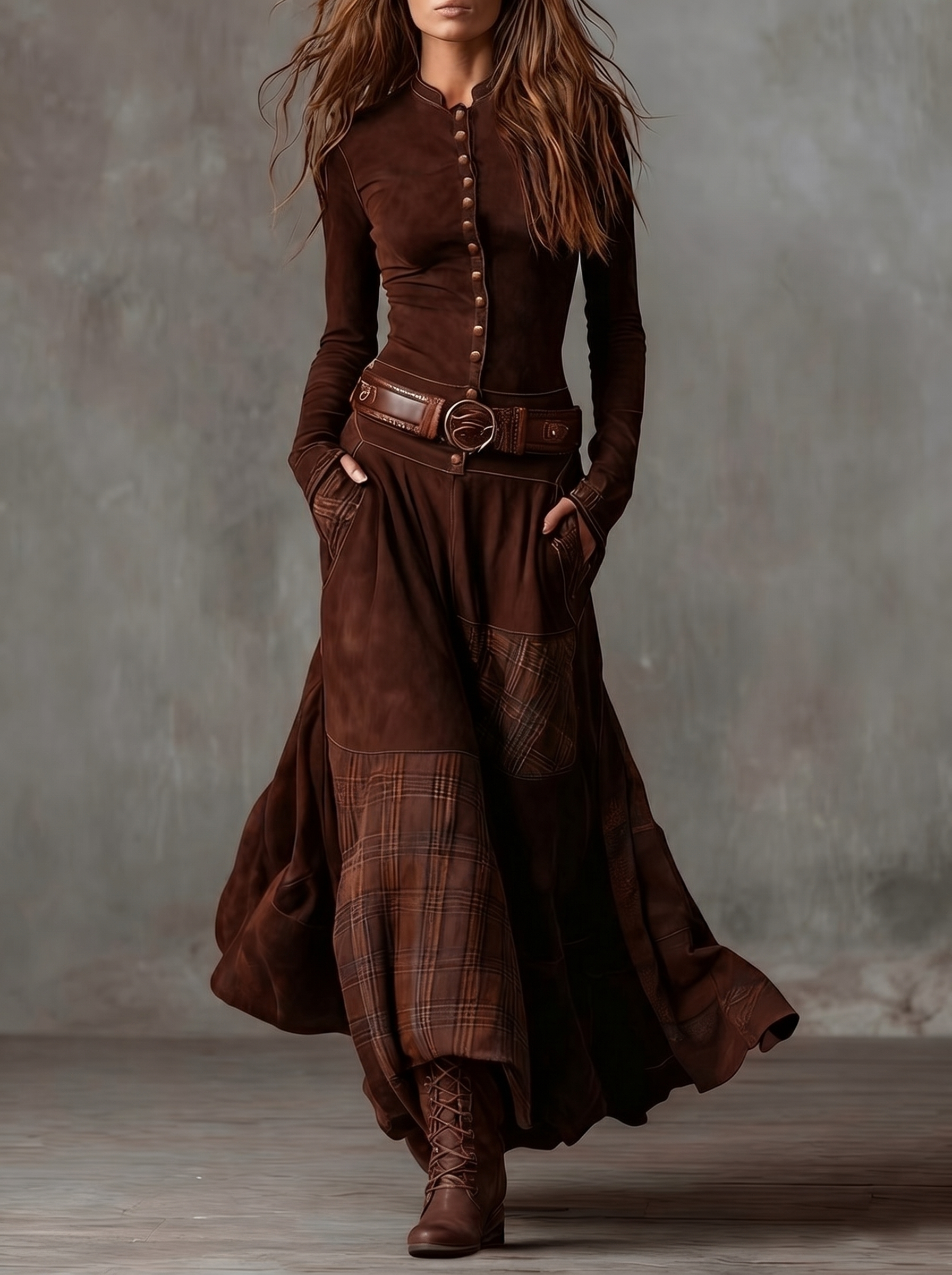 Willa | Vintage Suede Check Dress