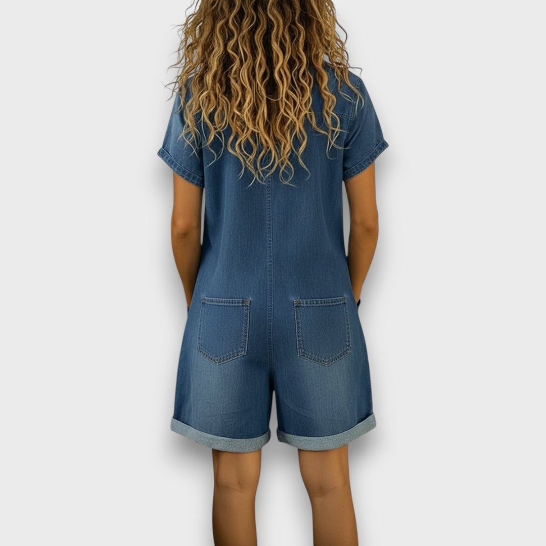 Saylor™ - Vintage short Cotton Denim-Look Overalls