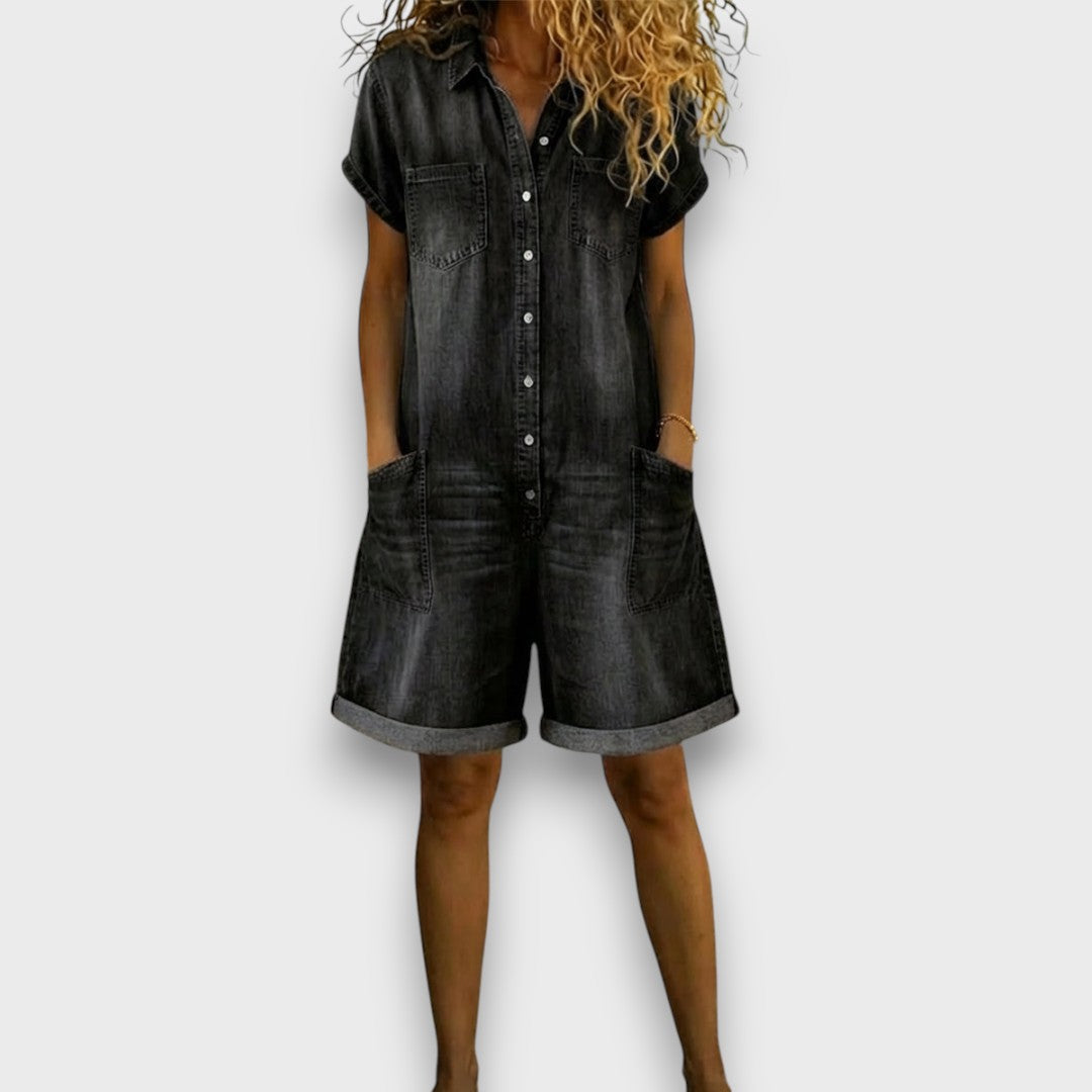 Saylor™ - Vintage short Cotton Denim-Look Overalls